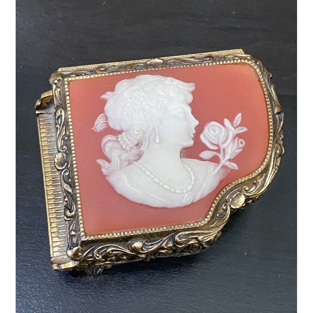 Pretty Vintage 80's Linden Sankyo Cameo Piano Shaped Music Box Japan Made VguC